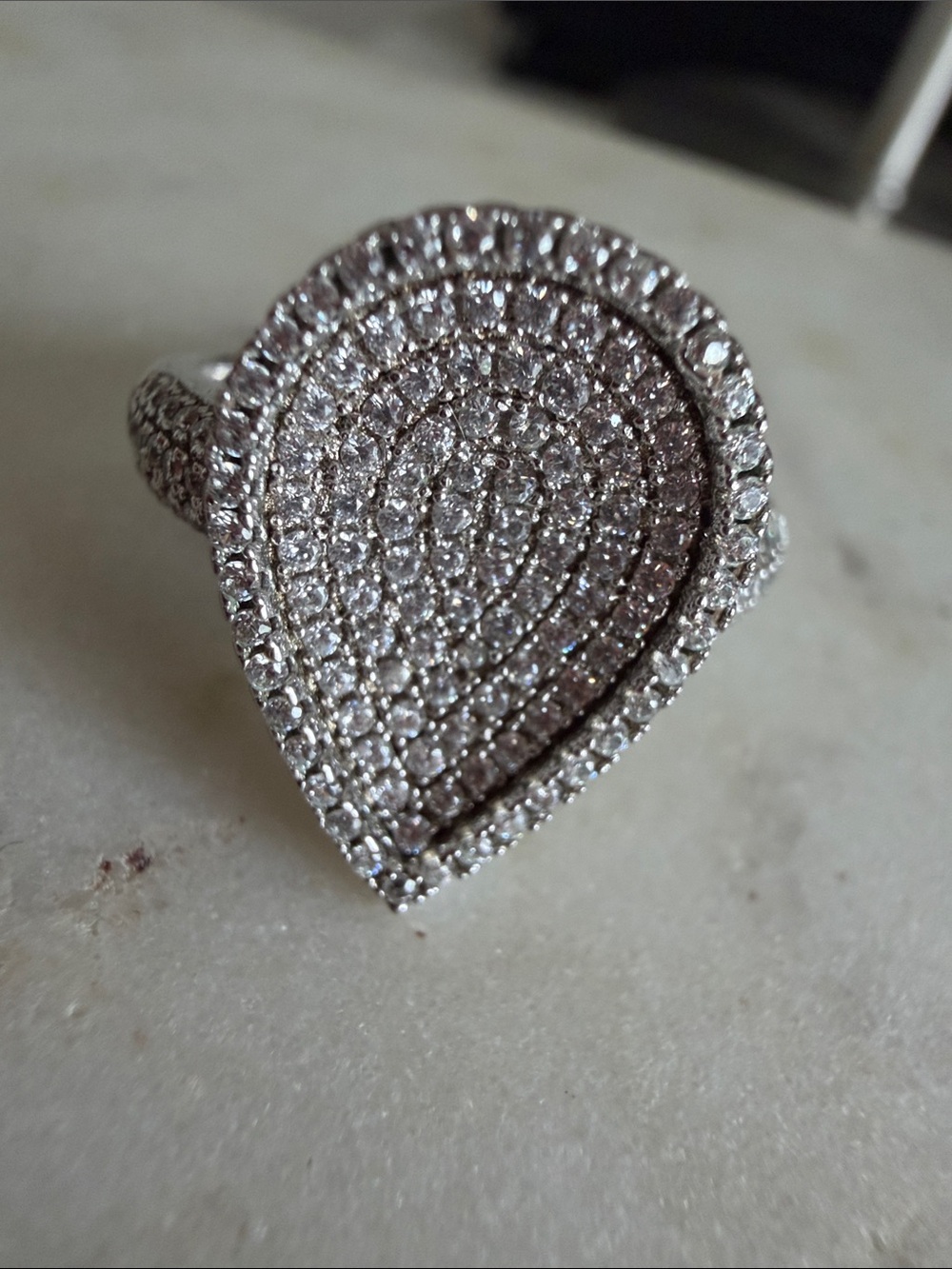 Sterling Silver Teardrop Pavé Ring in Sparkling White